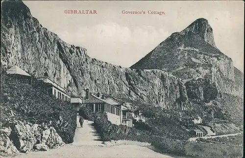 Postcard Gibraltar Stadtteilansicht mit Governor's Cottage 1910