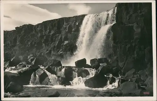 Postcard Thingvellir Þingvellir Umland Wasserfall 1930