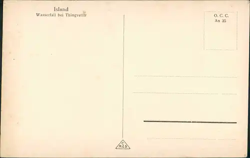 Postcard Thingvellir Þingvellir Umland Wasserfall 1930