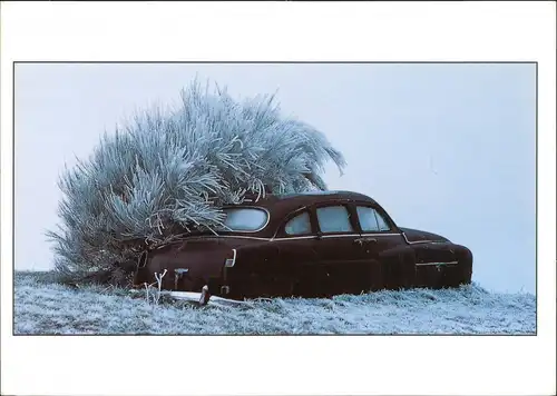 Sammelkarte  Stimmungsbild Natur mit Oldtimer Auto 1990