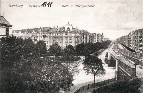 Sammelkarte Eppendorf-Hamburg Isestraße (Repro-Ansicht anno 1911) 1989