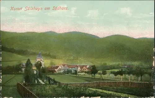 Ansichtskarte Sülzhayn-Ellrich Panorama-Ansicht Kirche und Dorf 1910