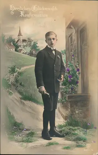 Religion/Kirche, Bibel Glückwunsch Konfirmation schicker Konfirmand 1929