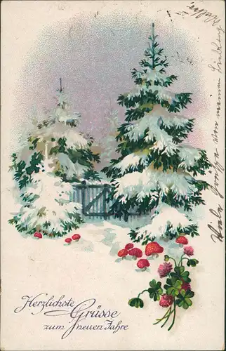 Ansichtskarte  Glückwunsch, Neujahr, Sylvester, Tannen 1924