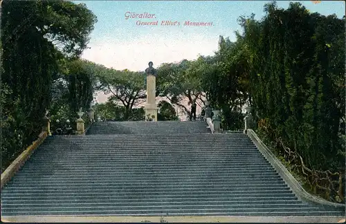 Gibraltar General Elliot's Monument Vintage Postcard, Denkmal 1910