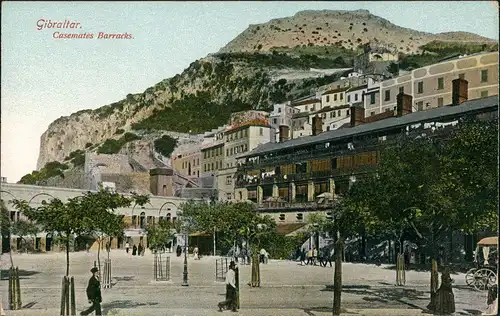 Gibraltar Casemates Barracks, belebter Stadtteil, Vintage Postcard 1905