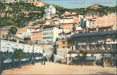 Gibraltar Casemates Barracks Wohnhaus Siedlung am Hang, Vintage Postcard 1905