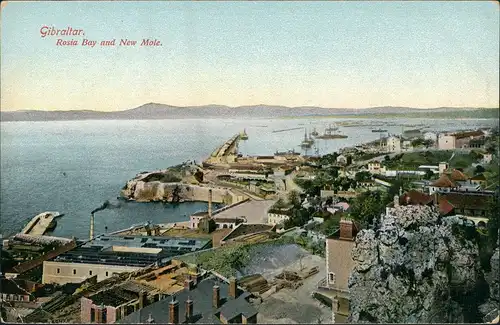 Gibraltar Stadtteilansicht Panorama Blick auf Rosia Bay & New Mole 1905