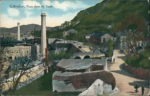 Gibraltar Stadtteilansichten Town View from South, Vintage Postcard 1910