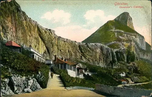 Gibraltar Governor's Cottage Wohnhaus Blick Felsen, Vintage Postcard 1910