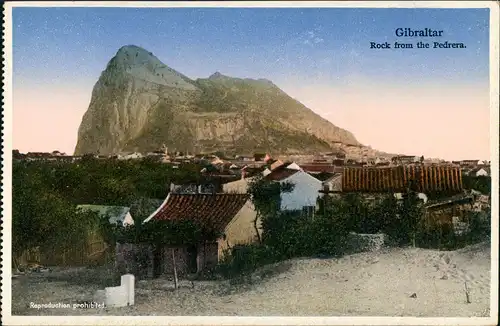 Gibraltar Rock from the Pedrera Panoramic View Vintage Postcard 1910