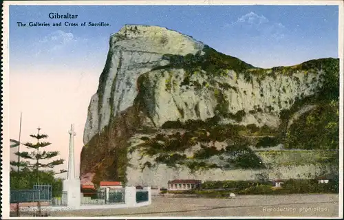 Gibraltar The Galleries and Cross of Sacrifice, Monument, Denkmal 1910