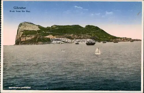 Gibraltar Rock from the Bay Panorama von See aus, Vintage Postcard 1910