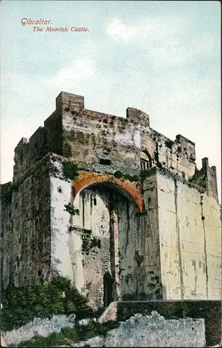 Gibraltar The Moorish Castle Burg Ansicht, Vintage Postcard 1910