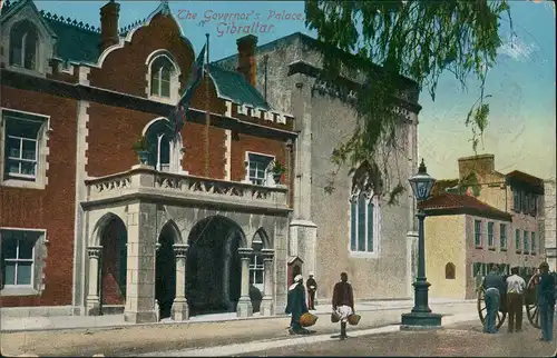 Gibraltar The Governor's Palace Strassen Partie belebt, Street View 1910