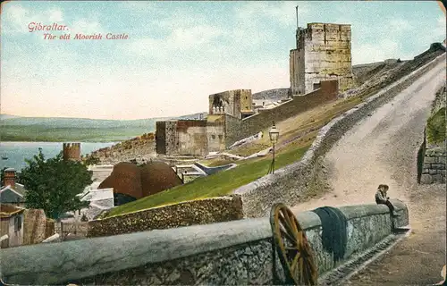 Gibraltar Moorish Castle (Burg) Stadtteilansicht Vintage Postcard 1910