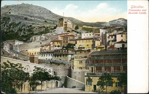 Gibraltar Moorish Castle (Burg) & Casemates, Vintage Postcard 1905