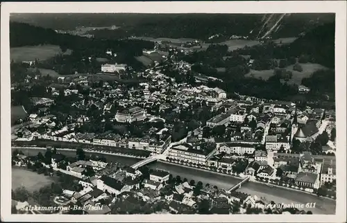 Bad Ischl Panorama-Ansicht Fliegeraufnahme Fluss Partie & Zentrum 1940