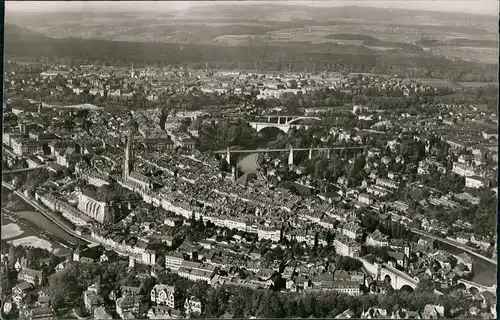Ansichtskarte Bern Luftbild Stadt Gesamtansicht vom Flugzeug aus 1954