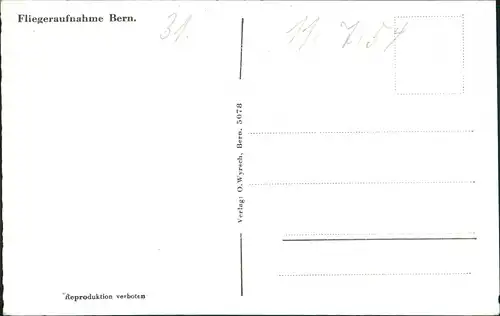 Ansichtskarte Bern Luftbild Stadt Gesamtansicht vom Flugzeug aus 1954