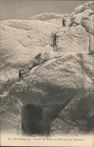 Chamonix-Mont-Blanc Groffe de Glace au Glacier des Bossons, Eis-Kletterer 1914