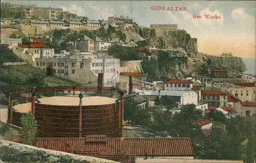 Postcard Gibraltar Gas Works Stadtteilansicht Vintage Postcard 1910