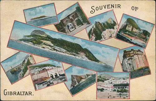 Gibraltar Stadtteilansichten Souvenir Postcard Mehrbildkarte 1918
