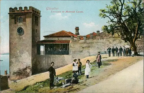 Gibraltar Moorish Castle (Burg) Entrance, Einheimische Native Scene 1910