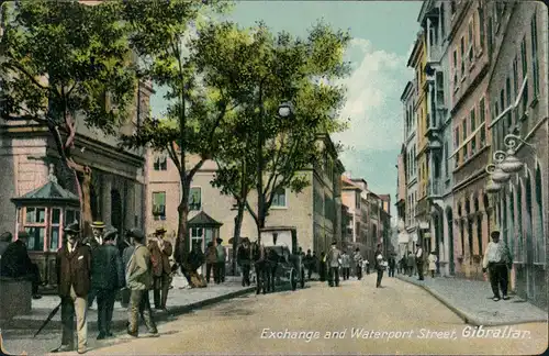 Gibraltar Exchange and Waterport Street Native People Scene,  1910