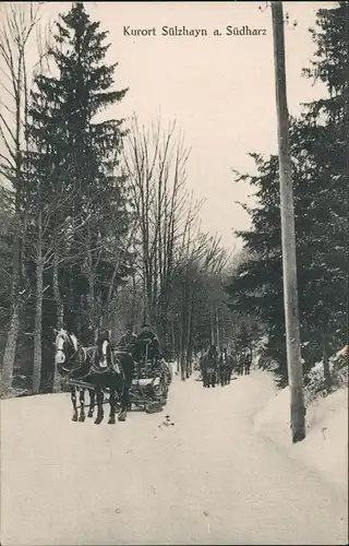 Ansichtskarte Sülzhayn-Ellrich Pferdeschlitten im Winter 1911