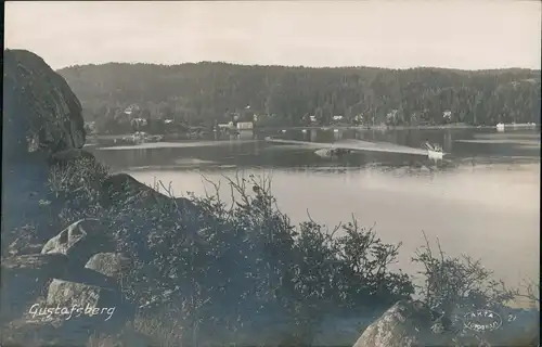 Postcard Gustafsberg bei Uddevalla Stadtblick, Boot - Fotokarte 1923
