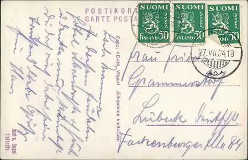 Postcard Imatra Schloss ähnliches Gebäude (Suomi, Finlandia) 1934