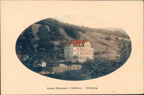 Sülzhayn-Ellrich Paspartout Ansicht Partie am Erholungsheim 1910