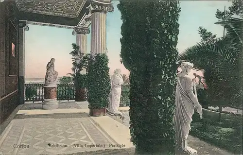 Postcard Korfu Achilleion. (Villa Impériale.) Peristyle Corfou 1908