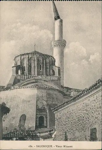 Thessaloniki Θεσσαλονίκη Moschee (Mosque) Vieux Minaret Turm Minarete 1910