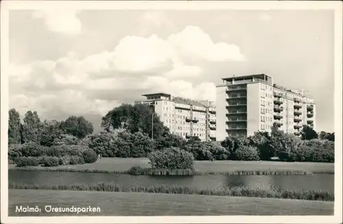 Postcard Malmö Wohnhäuser am Park Oresundsparken 1950