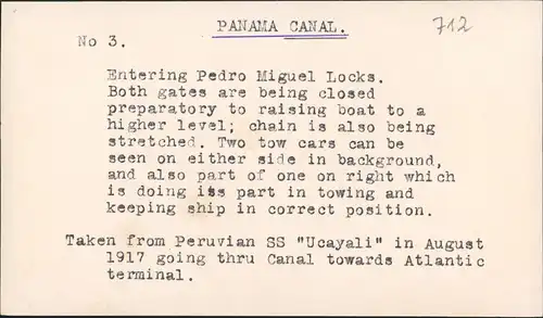 Panama  Panamakanal Schleuse Pedro Miguel  Real-Photo Echtfoto 1917 Privatfoto