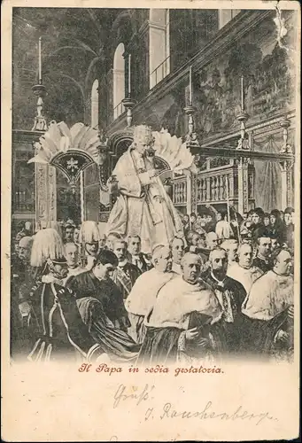 Cartoline Rom Roma Papa in sedia gestatoria Papst unter Bischöfen 1900