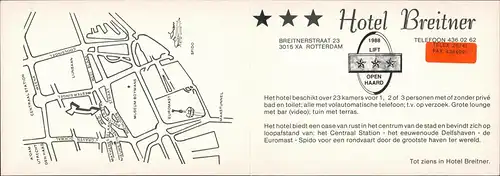 Rotterdam Rotterdam Hotel Breitner BREITNERSTRAAT Klappkarte 2-teilig 1975