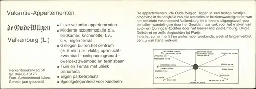 Valkenburg aan de Geul Vakantie-Appartementen 2-teilige Klappkarte Reklame 1980