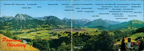 Oberstdorf (Allgäu) Panorama Alpen Berge 2-teilige Klappkarte Panoramakarte 1970