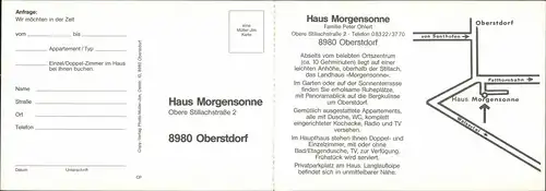 Oberstdorf (Allgäu) Haus Morgensomme Pension Reklame Klappkarte 2-teilig 1975