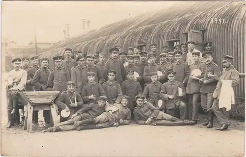 Königsbrück Kinspork Gruppenfoto Soldaten vor Kaserne 1917 Privatfoto