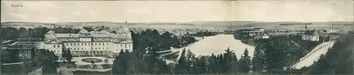 Doberschisch Dobříš Panorama   3-teilige Klappkarte Panoramakarte 1910