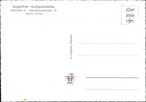 München Augustiner - Großgaststätten, Muschelsaal Neuhauserstrasse 1955