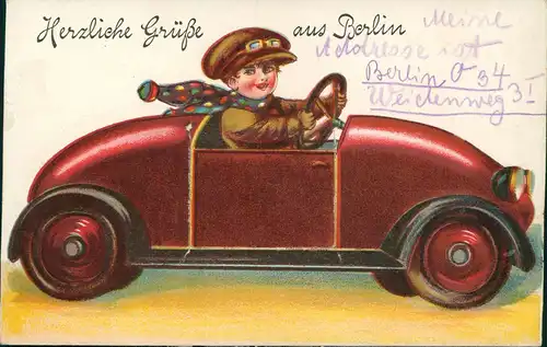 Berlin Spielzeug Auto Leporello-Karte mit 9 Stadtteil 1929 Leporello
