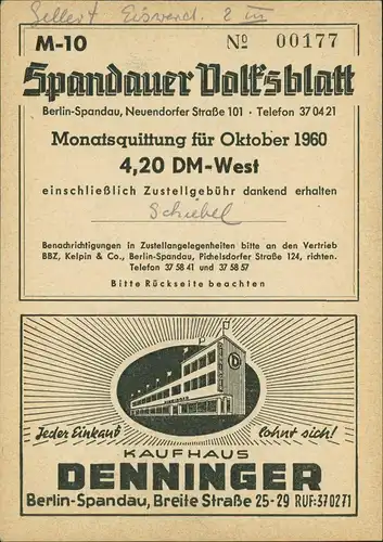 Spandau-Berlin Spandauer Volksblatt Carl-Schurz-Straße   Roller-Fahrer 1960
