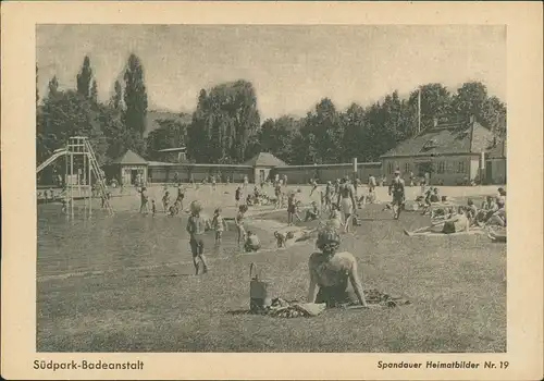 Spandau-Berlin Südpark-Badeanstalt Heimatbild des Volksblatt (Sammlerkarte) 1959