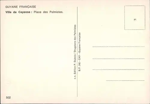 Ville de Cayenne Place des Palmistes Vue Aèrienne Luftaufnahme Aerial View 1970