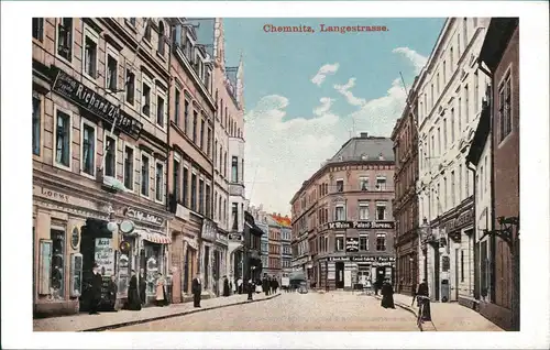 Ansichtskarte Chemnitz Langestraße REPRO 1910/1996